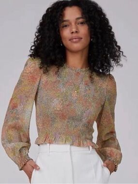 Aritzia Wilfred Tempest Blouse in Grey/Taupe/Multi